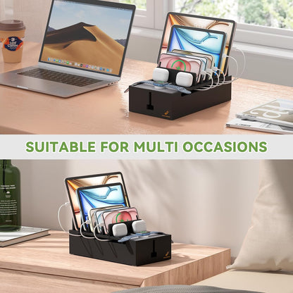 Pezin & Hulin Cell Phone Charging Station for Multi Devices-Natural Bamboo