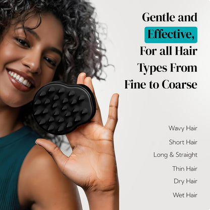 HEETA Hair Scalp Massager Shampoo Brush 2 Pack, Soft Silicone Bristles to Remove Dandruff, Waterproof Hair Scrubber for Both Wet Dry Use, Suitable for Men & Women (Green & Black)