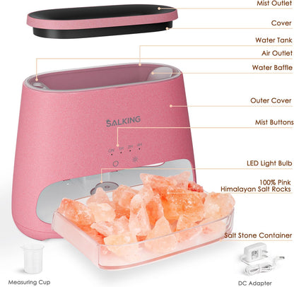 SALKING 2-in-1 Ultrasonic Essential Oil Diffuser & Himalayan Salt Lamp, Aromatherapy Diffuser Cool Mist Humidifier with 3 Brightness, Salt Therapy Lamp, 100% Pure Himalayan Salt Rock, 150ml (Marble)