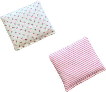 HOME COMFORT Ultra Mini Microwavable Heating & Cooling Pads - 100% Natural Rice 2-Pack (4.5” X 5”) (Pink Combo 3)