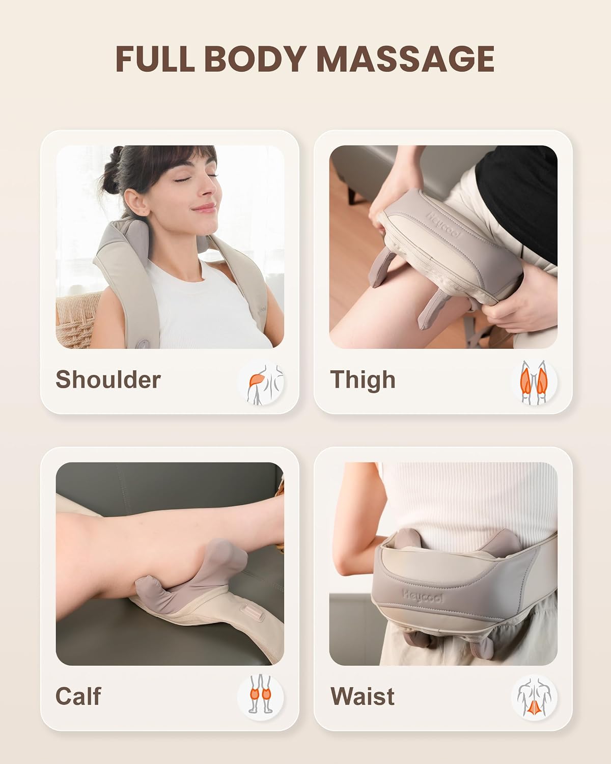 Heycool Cordless Neck Massager with Heat, FSA Eligible HSA 4D Deep Kneading Neck Shoulder Massager for Pain, Shiatsu Back Massager for Shoulder, Gifts for Mom Dad Gifts for Women, Men