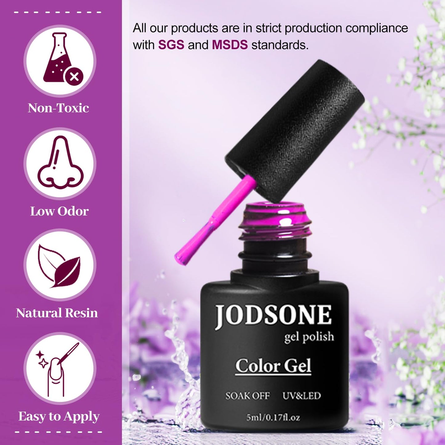 JODSONE Gel Nail Polish Kit 60 PCS with U V Light Soak off Base Top Coat 55 Shine Colors Gel Nail Kit Bright and Dark Brown Wine Red Series Manicure Set for Women and Girls