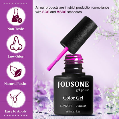 JODSONE Gel Nail Polish Kit 60 PCS with U V Light Soak off Base Top Coat 55 Shine Colors Gel Nail Kit Bright and Dark Brown Wine Red Series Manicure Set for Women and Girls