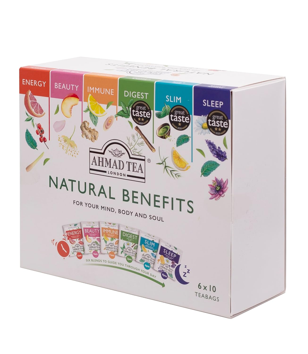 Ahmad Tea Variety Gift Box, 60 Foil Enveloped Teabags, Twelve Teas, 1 Count