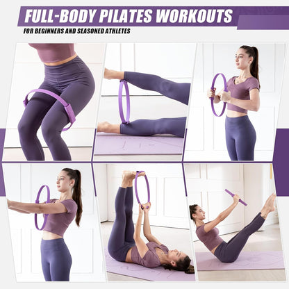 Krightlink Pilates Ring Circle, 14" Magic Circle Pilates Rings for Focusing on Toning Inner Thighs, Arms, and Core, Fitness Exercise Ring Workout Ring for Yoga and Pilates