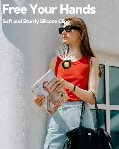 Clip on Fan, Portable Silent Mini Bladeless Fan Clip On For Waist & Shirt, Adjustable Small Whirlwind Fans, For Outdoor & Travel & Office,Gift (Black)