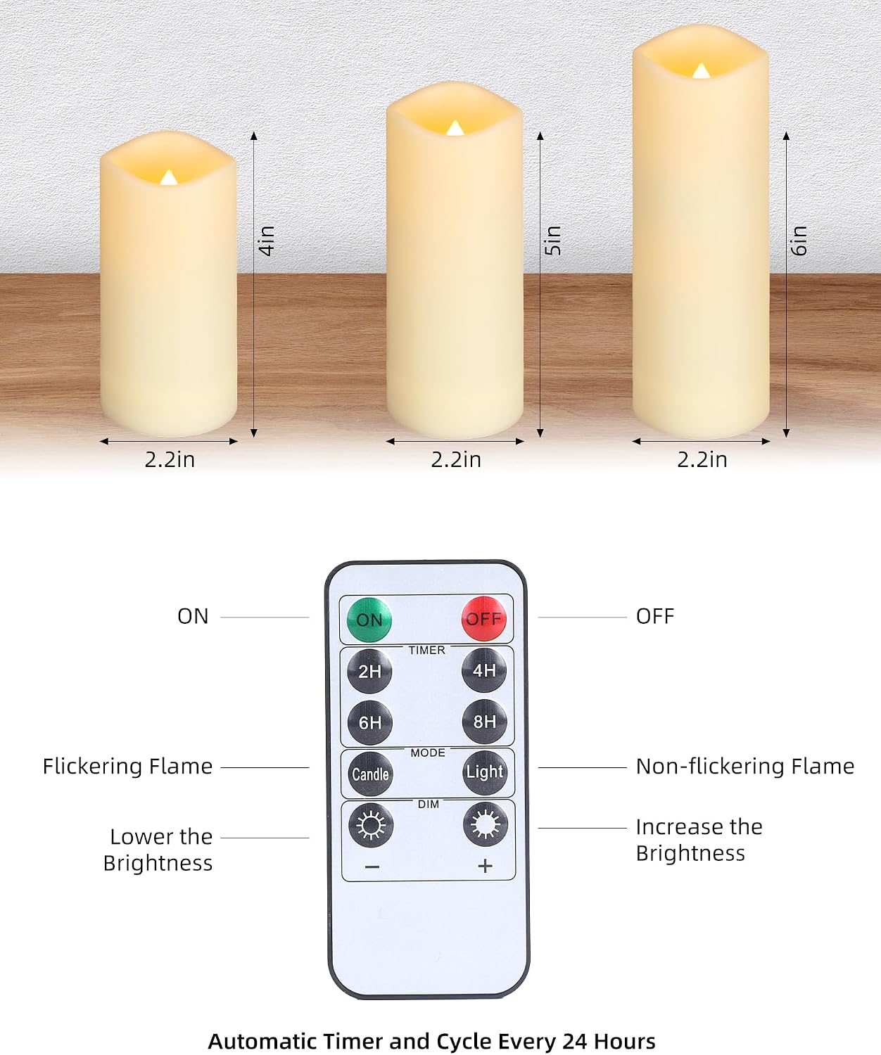 Waterproof Flameless Candles, 12 PC Battery Operated LED Pillar Candles with 2 Remote Controls & Timer, Flickering Indoor Outdoor Candles for Wedding, Patio, Easter, Bathroom, Home Decor, 4''5''6''