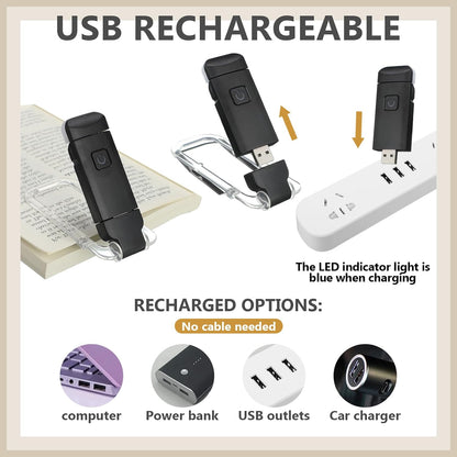 Retisee 20 Pack USB Rechargeable Book Light for Reading in Bed Foldable Clip on LED Booklight 3 Amber Colors &2 Brightness Dimmable Long Lasting Portable Bookmark Lamp for Book Lovers