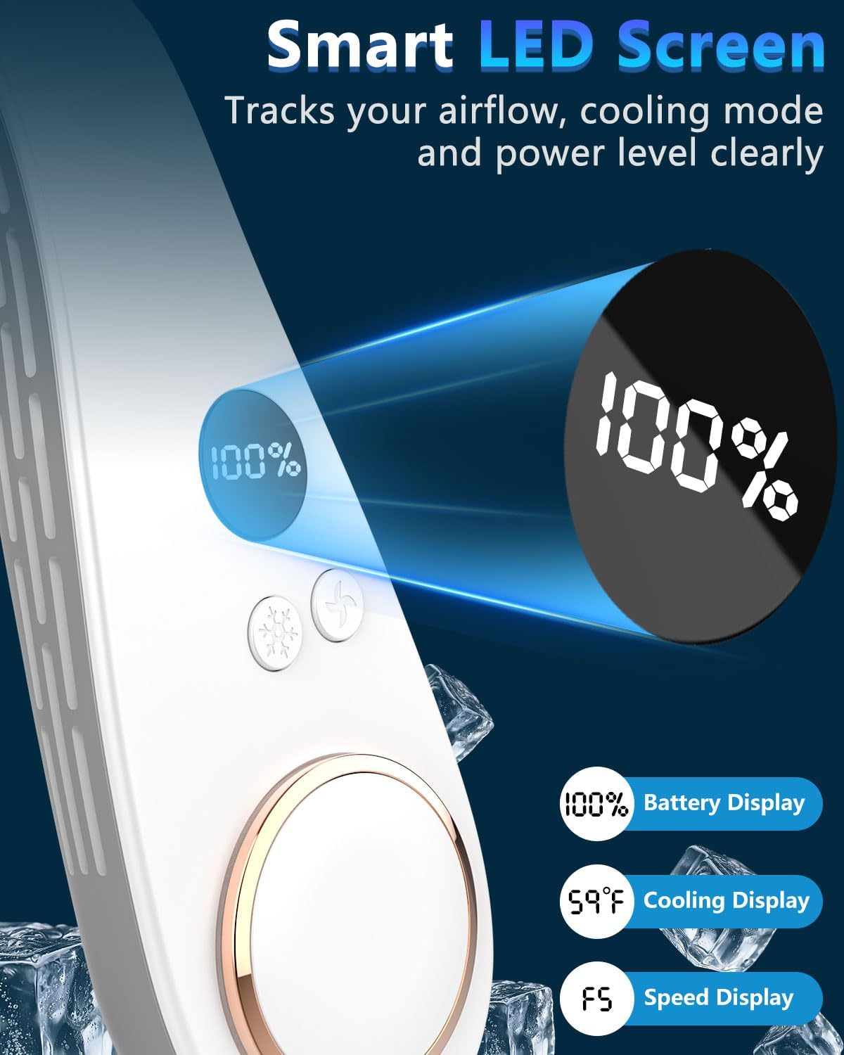Neck Fan Air Conditioner,Neck Fans that Blow Cold Air,[3-19.5 Hours] Long Battery Life Neck Coolers for Extremely Hot Weather Flashes,Fanless Handsfree Hangs Fan Around Neck Headband Devices Green