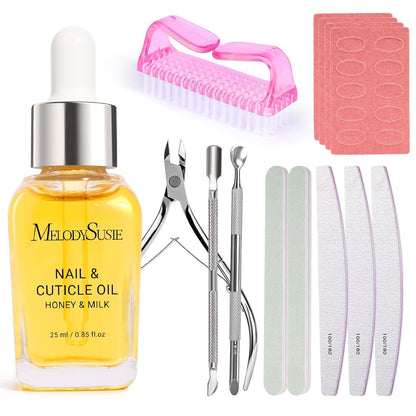 MelodySusie 16Pcs Professional Nail Buffer Kit,Nail Files and Buffers,Nail Buffer Block,Nail Brush, Nail File Buffers Kit for Natural Nails,DIY,Home Use,Salon（100/180 Grit）