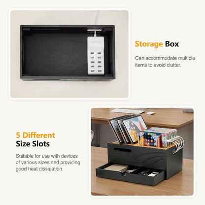 Homde Office Charging Station Organizer: 2 Layer Charger Holder (Natural)