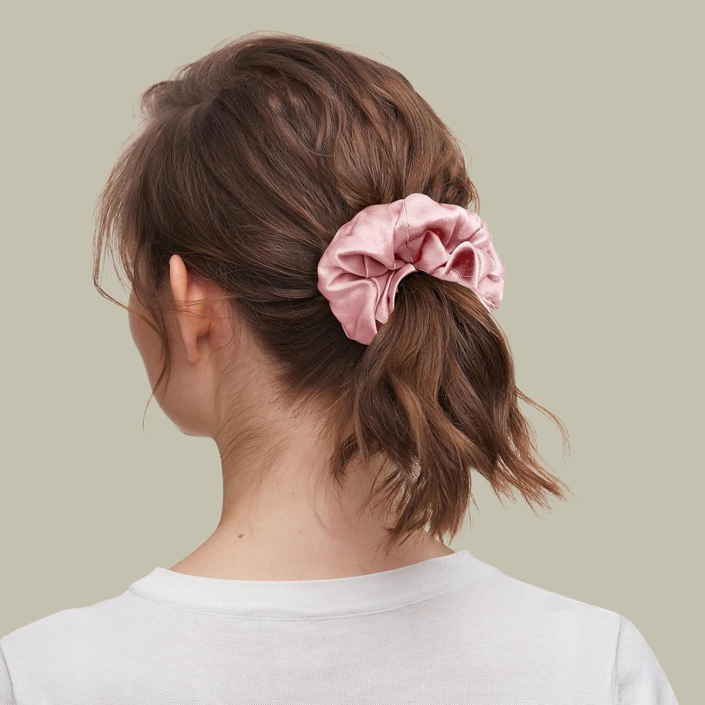 LILYSILK Silk Hair Scrunchies / Ties for Frizz & Breakage Prevention, 100% Mulberry, No Damage, Elastic ponytail Holders, 1Pc, Coffee - Colors A