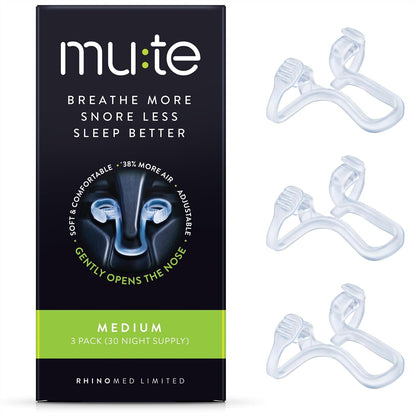 Mute Nasal Dilator Snoring Solution | Starter Pack 3 Sizes | Snore Less & Sleep Better | Nasal Strip Alternative | Comfortable Breathing Aids for Better Sleep & Improved Airflow