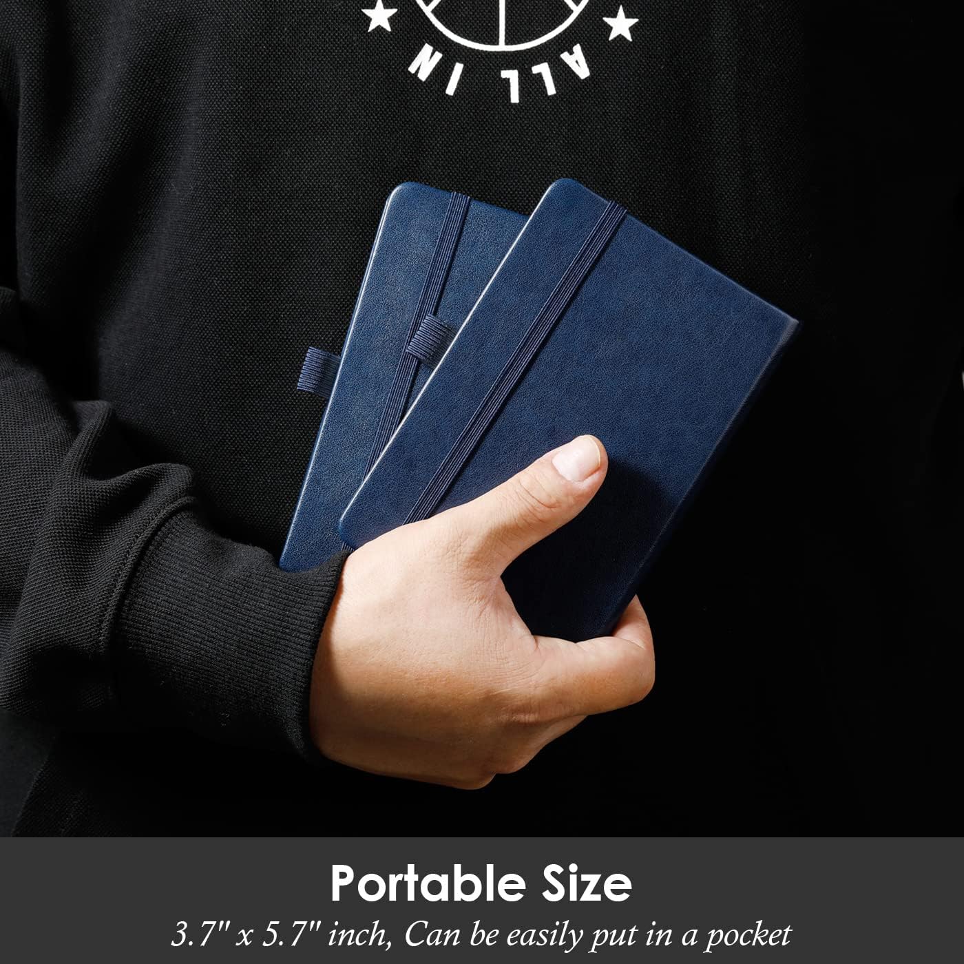 NIRMIRO (3 Pack) Pocket Notebook Small Journal with Pen, 3.7" x 5.7", A6 Mini Notebook for Women Men Work Writing, Hardcover Small Pocket Notepad with 100Gsm Premium Thick Lined Paper, Black Leather