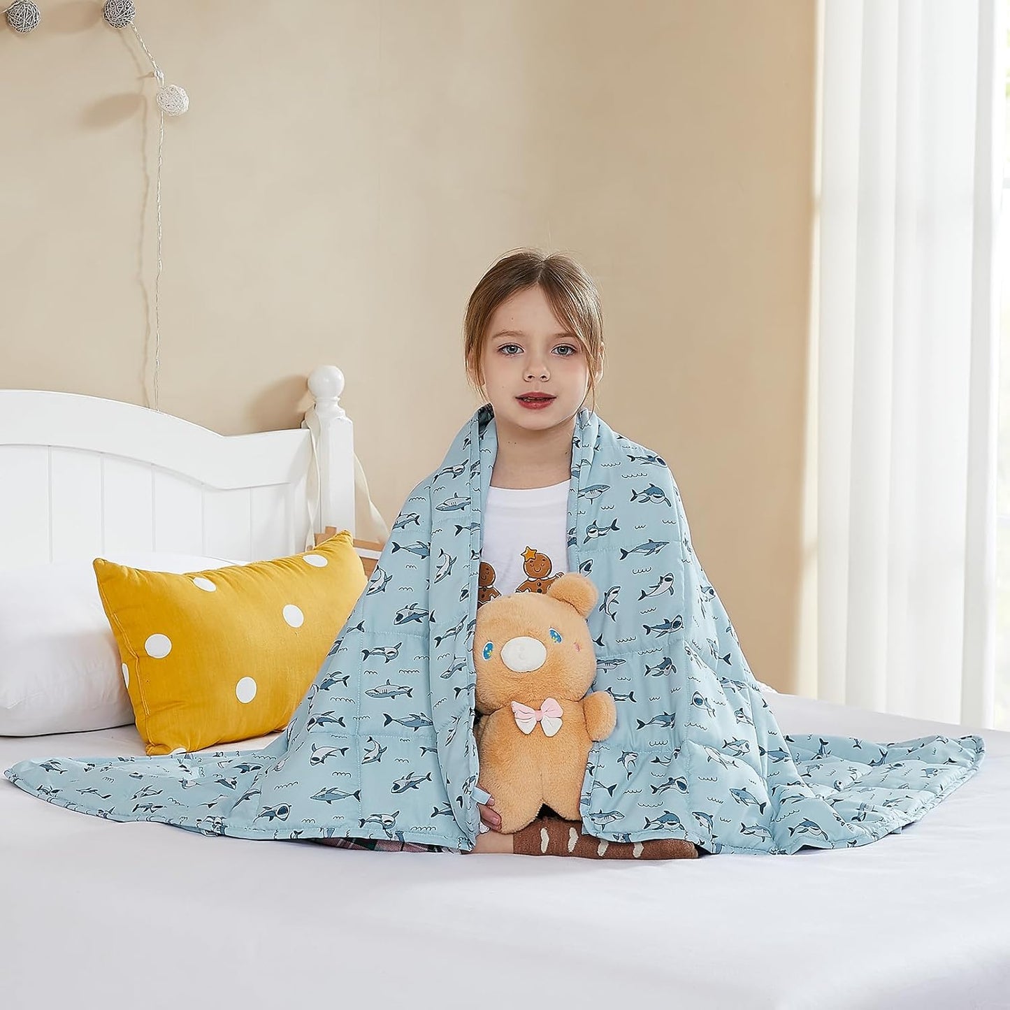 L'AGRATY Weighted Lap Pad 7lb: Small Weighted Blanket for Adults - Cooling Portable Travel Blanket for Relaxation Sleeping - Washable All-Season (29" x 24")