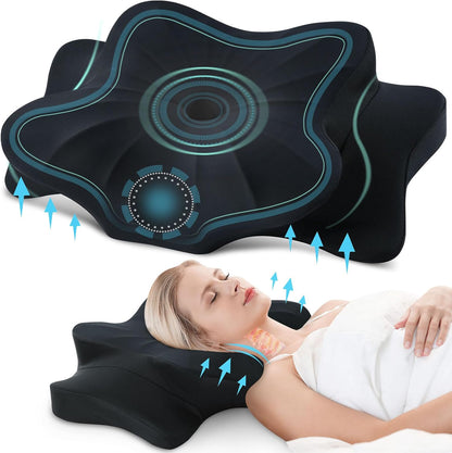 DONAMA Cervical Pillow for Neck and Shoulder,Contour Memory Foam Pillow,Ergonomic Neck Support Pillow for Side Back Stomach Sleepers with Pillowcase