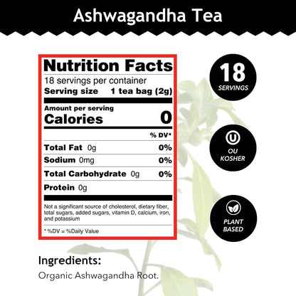 Buddha Teas Organic Ashwagandha Tea - Herbal Tea, Caffeine Free