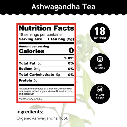Buddha Teas Organic Ashwagandha Tea - Herbal Tea, Caffeine Free