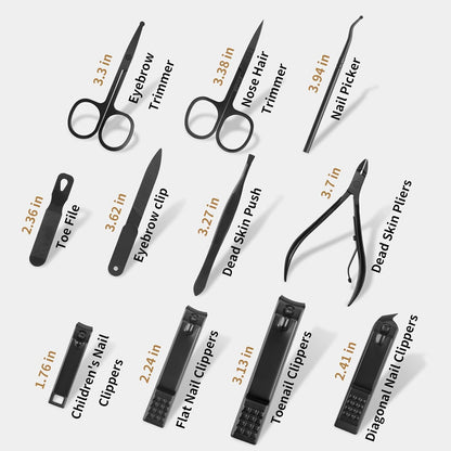 MINKINH Manicure Set Professional Nail Clipper Kit-26 Pieces Stainless Steel Manicure Kit,Nail Care Tools with Luxurious Travel Case (Brown)
