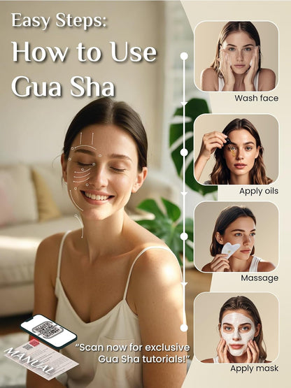 Rena Chris Gua Sha Facial Tools, Stainless Steel Guasha Tool for Acupuncture, Manual Massage Tool for Jawline Sculpting and Puffiness Reducing, Gua Sha Facial Massage Tool, Skin-Care Gift (Silver)