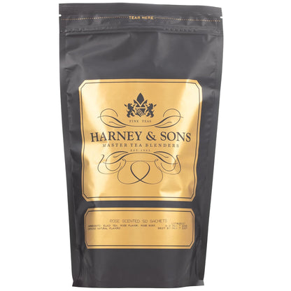 Harney & Sons Rose Scented Black Tea Sachets, 50 Count