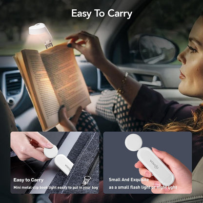 VAVOFO USB Rechargeable Book Light, Blue Light Blocking, Amber Clip-On Bookmark Shaped Reading Light, Eye Care 6 LEDs With 9 Lighting Modes for Bookworms (Grey)