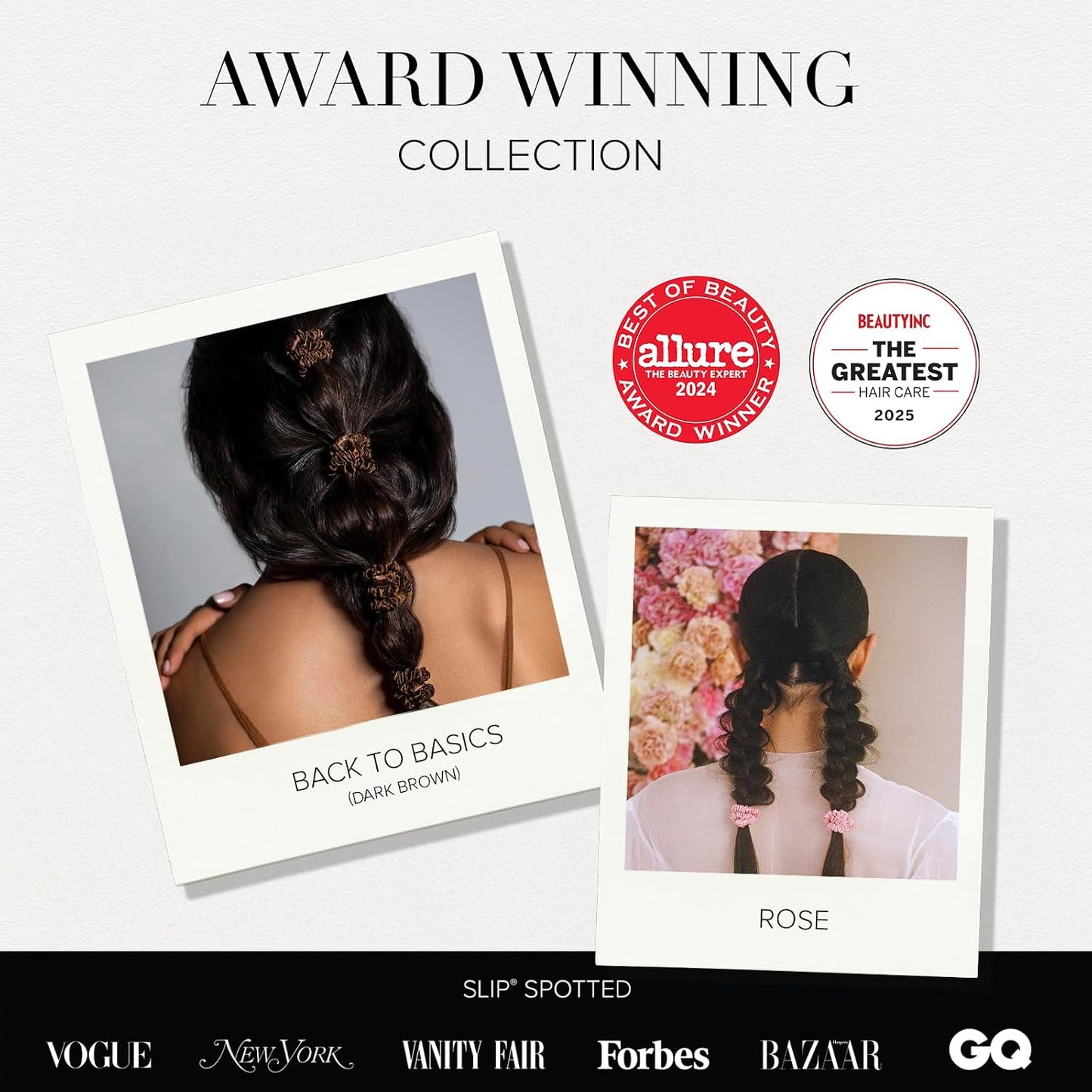 Slip Silk Hair Ties — Skinny Silk Black Scrunchies, No Damage, No Crease, Anti-Breakage |100% Mulberry Silk | All Hair Types | Made with Proprietary Slipsilk™ | Set of 4