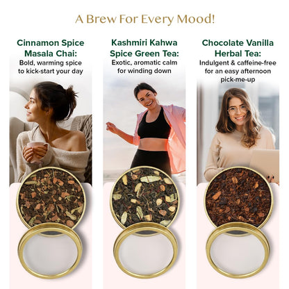 VAHDAM, BLUSH - Assorted Tea Gift Set, 3 Premium Teas in Tin Caddy Presentation Box | Loose Leaf Teas | Gift for everyone