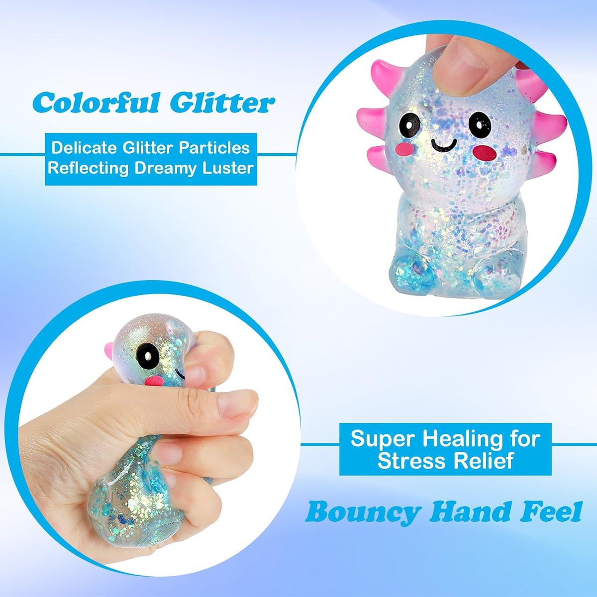 Axolotl Stress Balls for Adults, Squishy Axolotl Figurines Sensory Ball