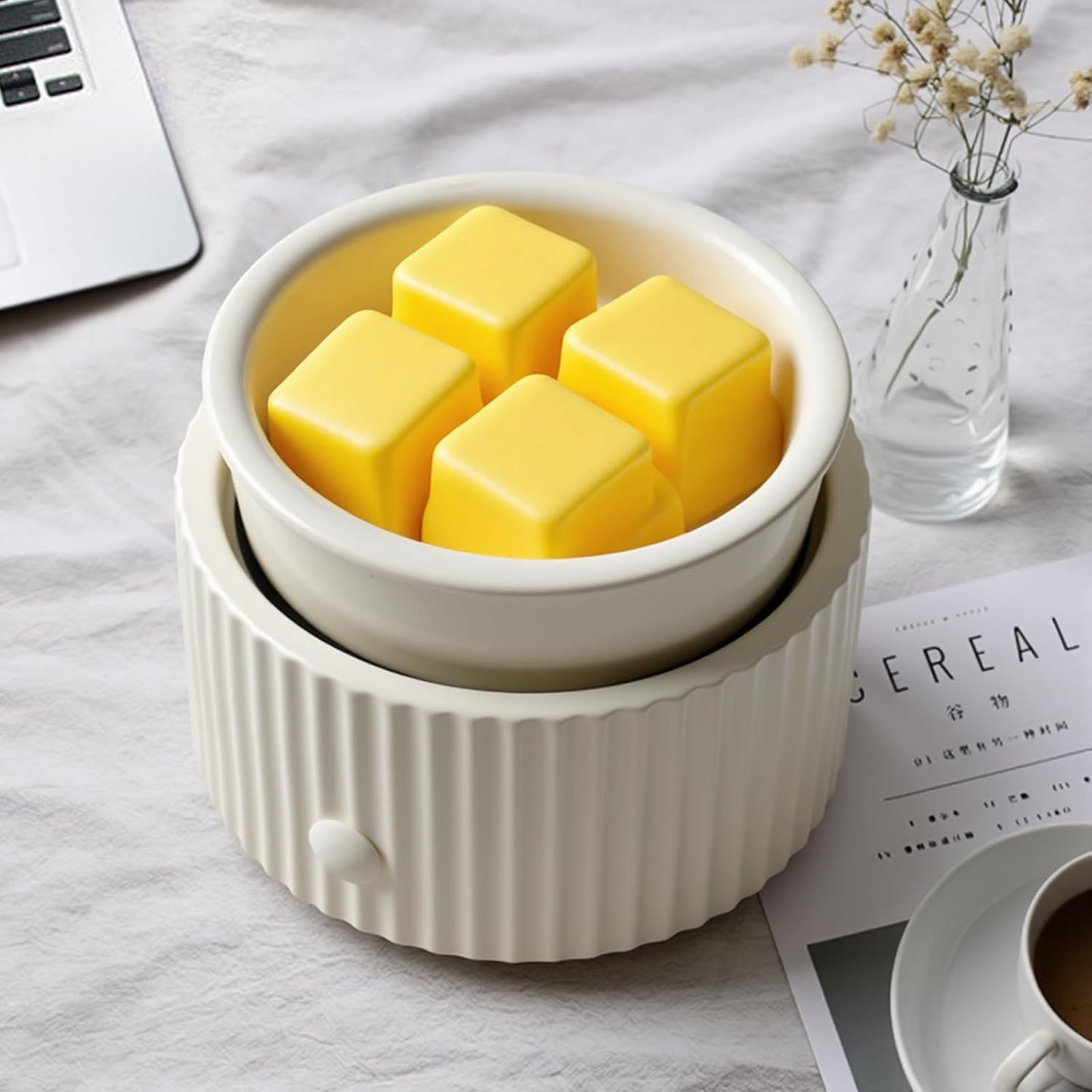 EQUSUPRO Wax Melt Warmer for Scented Wax Melts 3-in-1 Electric Ceramic Candle Wax Warmer Burner Fragrance Wax Melter for Home Office Bedroom Gift & Decor (Leaf)