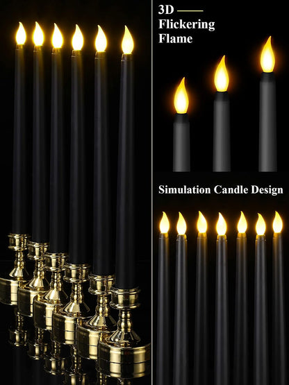 Treela 24 Pcs Flameless Taper Candles Battery Operated Bulk Fake Candles Light LED Candle Sticks Flickering Tapered for Easter Wedding Anniversary Decoration(Basic,11 Inch,Ivory)