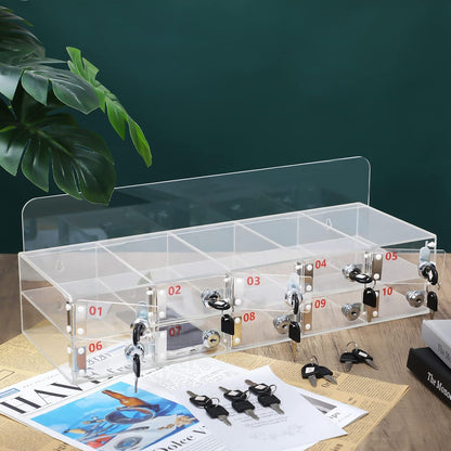 Threan 12 Slot Cell Phone Storage Box, Acrylic Clear Cell Phone Storage Cabinet Wall Mounted with Door, Locks and Keys for Office School Factory