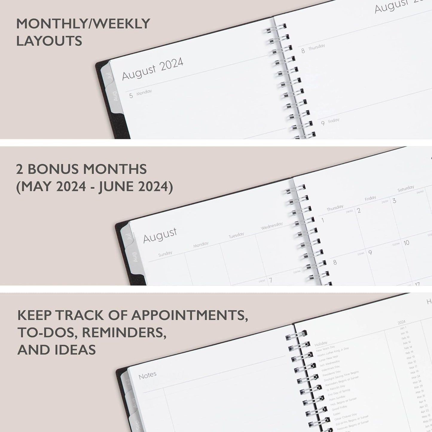 Blue Sky 2026-2027 Weekly and Monthly Academic Year Planner Calendar, July 2026 - June 2027, 8.5" x 11", Flexible Cover, Wirebound, Laminated Tabs, Enterprise