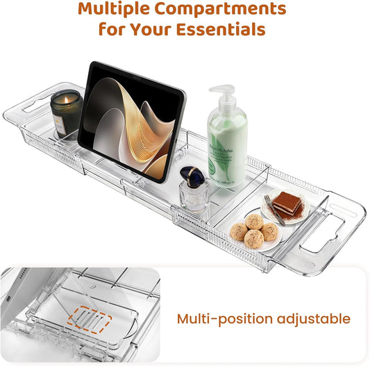 Foldable Bathtub Tray, Adjustable Expandable Bath Tray for Tub 22-31.4in