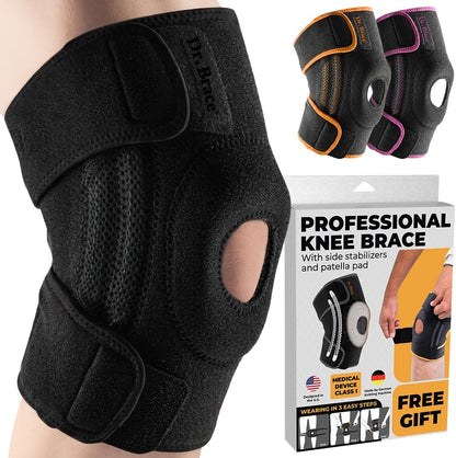 DR. BRACE ELITE Knee Brace with Side Stabilizers & Patella Gel Pads for Maximum Knee Pain Support and fast recovery for men and women-Please Check How To Size Video (Mercury, Large)