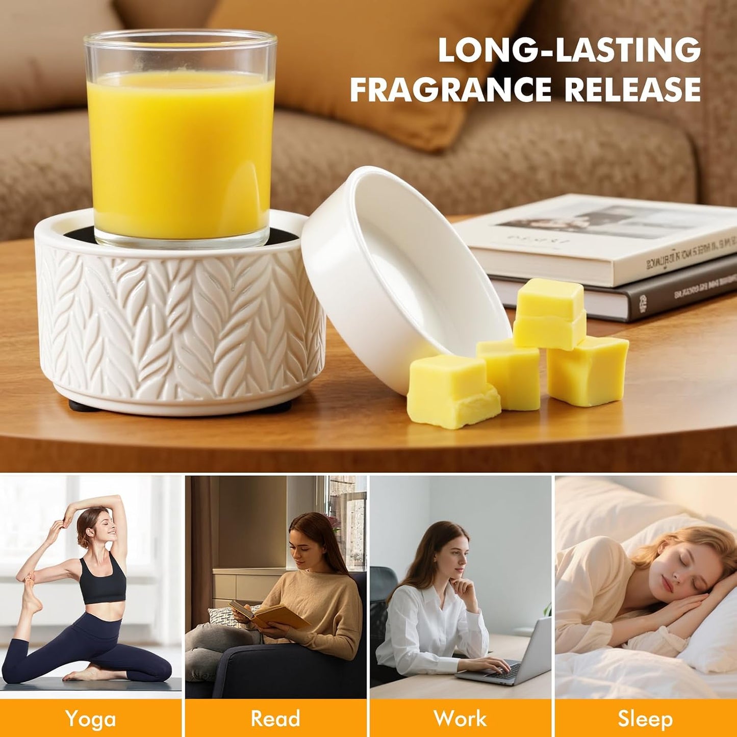 EQUSUPRO Wax Melt Warmer for Scented Wax Melts 3-in-1 Electric Ceramic Candle Wax Warmer Burner Fragrance Wax Melter for Home Office Bedroom Gift & Decor (Leaf)