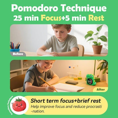 Visual Timer for Kids 99 Minute Digital Potty Training Timer for Homeschool | Dual sound; Dinosaur Look; Long Battery Life