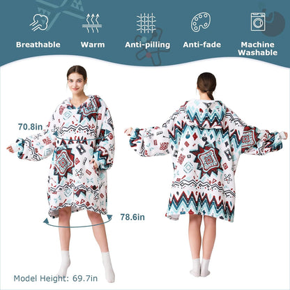 THREE POODLE Wearable Blanket Hoodie for Women, Oversized Sherpa Sweatshirt Blanket for Adults Men, Cozy Hooded Blankets, Gifts for Teen Girls Women Mom Sister