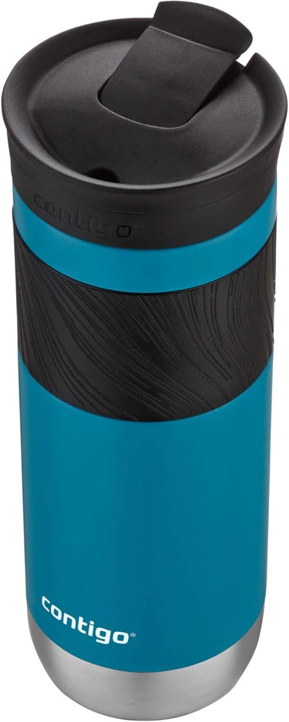 Contigo SNAPSEAL Insulated Stainless Steel Travel Mug with Grip 20oz. Blue Corn Transparent Satin & Midnight Berry
