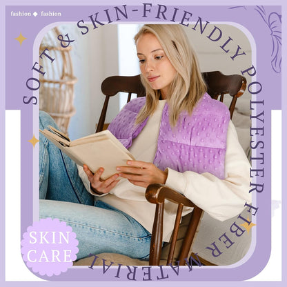 SmoothNovelty 4 lb Sensory Weighted Neck Wrap 32 x 8 Inch Shoulder Wrap Weighted Neck Shoulder Pad Glass Bead Filled Dual Texture for Adults Relaxation(Purple)