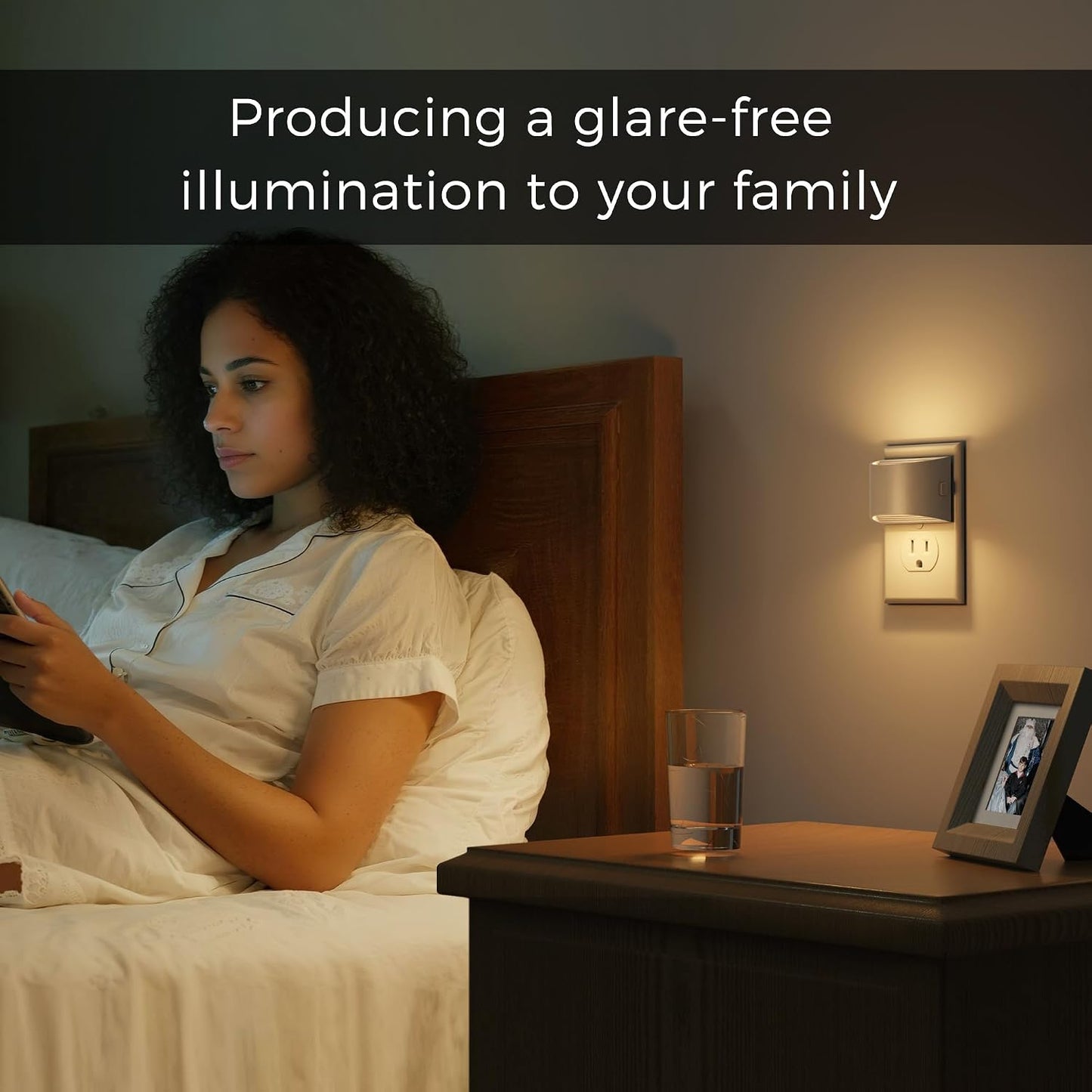 L LOHAS LED Night Light, Night Lights Plug into Wall with Dusk to Dawn Sensor, 3 Brightness Level, 2 Pack, 1600K Amber, White Housing