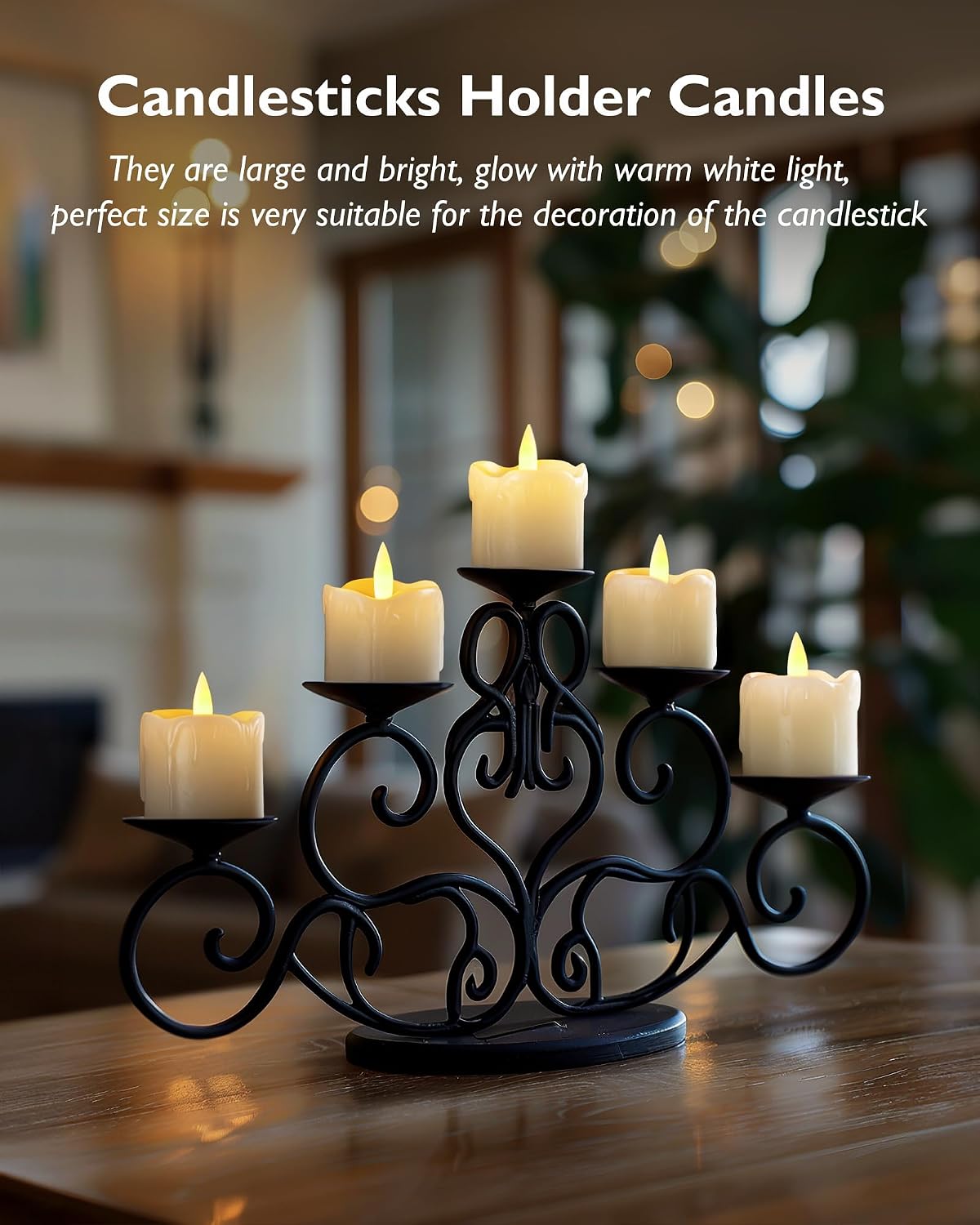 Homemory Flameless Votive Candles with Timer, 2" x 2" Real Wax, 400+Hour Realistic Black Wick Battery Operated Candles, Set of 6 for Wedding, Party and Holiday Decoration (Battery Included)
