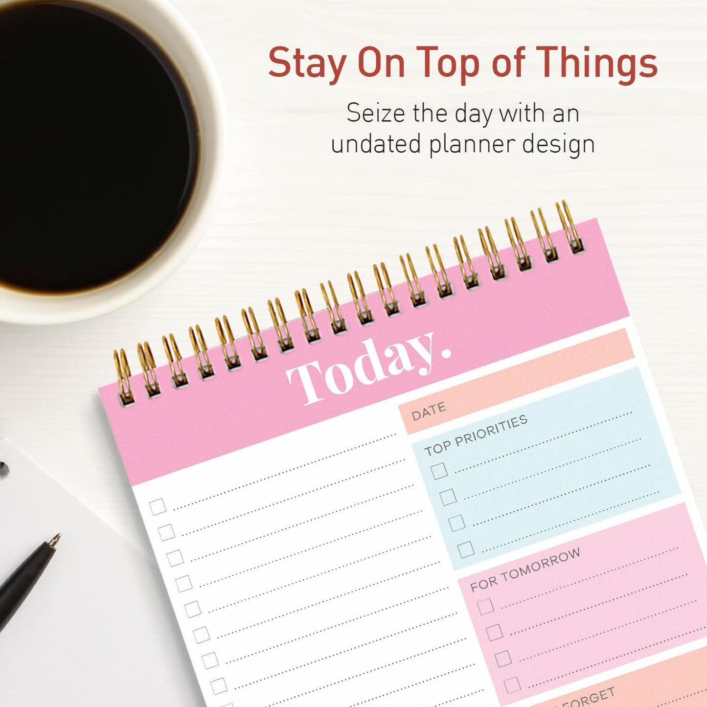 Sweetzer & Orange Daily & Weekly To Do List Notepad – Undated Work Planner & Organizer with Wish List Section, 52-Sheet Coiled Task Pad for Productivity – SET OF 4 To Do List Notebook for Work