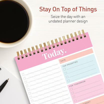 Sweetzer & Orange Daily & Weekly To Do List Notepad – Undated Work Planner & Organizer with Wish List Section, 52-Sheet Coiled Task Pad for Productivity – SET OF 4 To Do List Notebook for Work