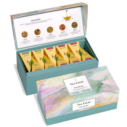 Tea Forte Premium Presentation Box Gift Set Sampler, 20 Count, Assorted Blends Individually Wrapped Handcrafted Pyramid Infuser Bags, Frank Lloyd Wright