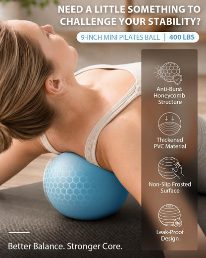 LIONSCOOL Pilates Ring Set – 14" Anti-Deformation Magic Circle with Padded Handles, Mini Ball, Resistance Bands, Guide & Bag