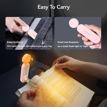 VAVOFO USB Rechargeable Book Light, Blue Light Blocking, Amber Clip-On Bookmark Shaped Reading Light, Eye Care 6 LEDs With 9 Lighting Modes for Bookworms (Grey)