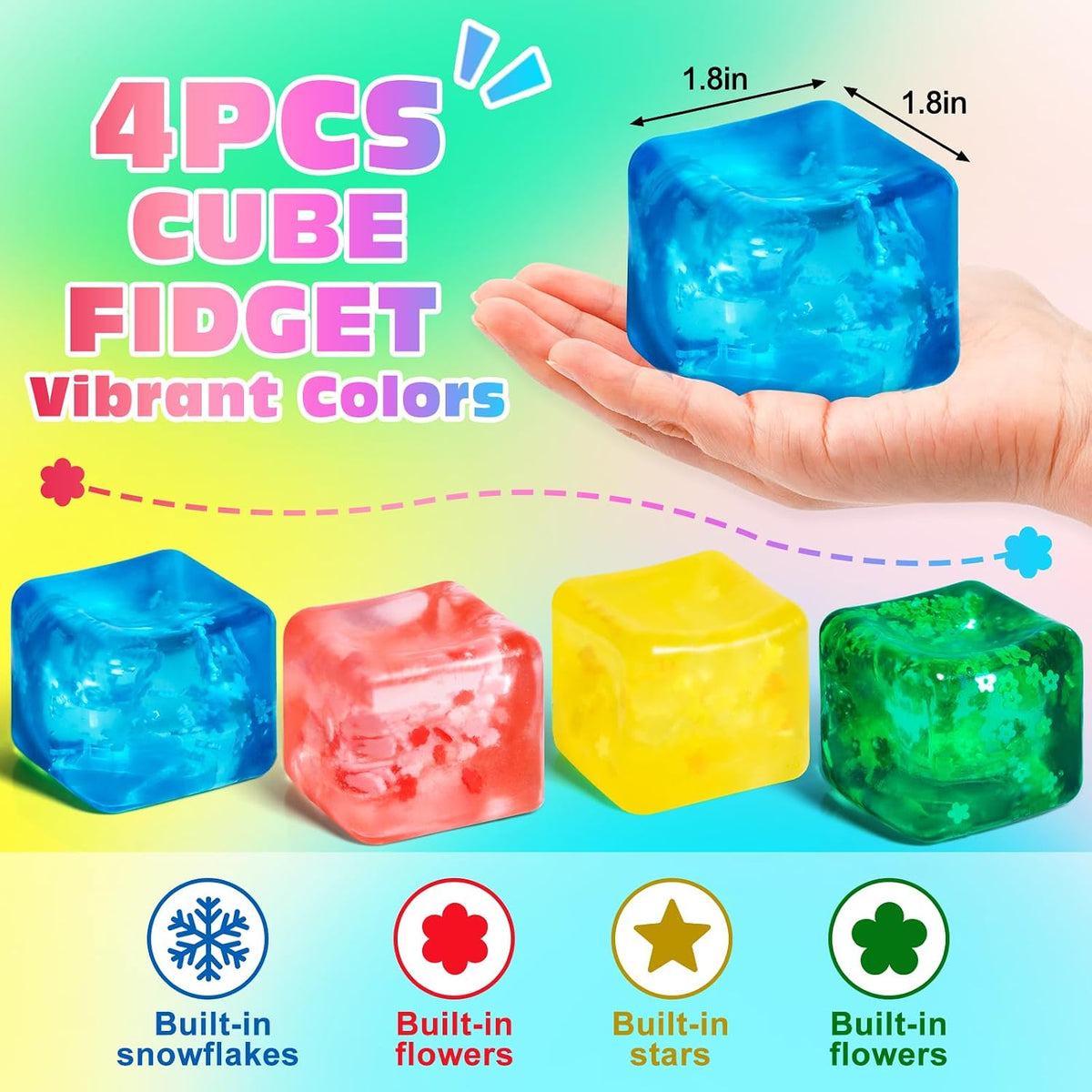 VISCOO 2 Pack Stress Cube, Slow Rising Cube Squishy for Anxiety Relief