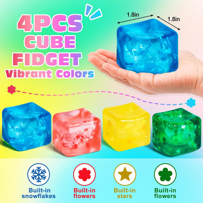 VISCOO 2 Pack Stress Cube, Slow Rising Cube Squishy for Anxiety Relief