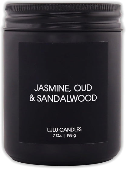 Lulu Candles | Jasmine, Oud & Sandalwood | Luxury Scented Soy Jar Candle | Hand Poured in The USA | Highly Scented & Long Lasting (9 Oz.)